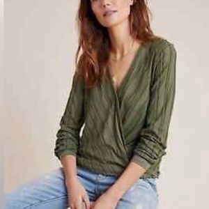 Maeve snap front long sleeve wrap shirt